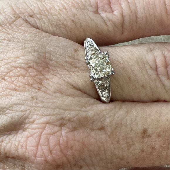 Old European Cut VS1-VS2 Diamond 14k Two Tone Gold Ring Size 8.25 - Picture 5 of 10